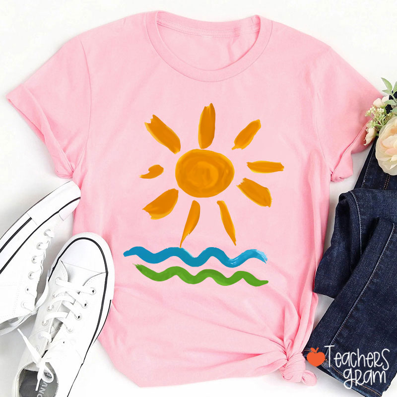 Hello Sunshine Summer Beach Teacher T-Shirt