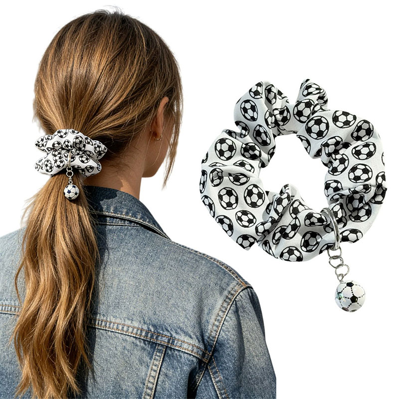 With Soccer Charm Football Pattern Teacher Scrunchie