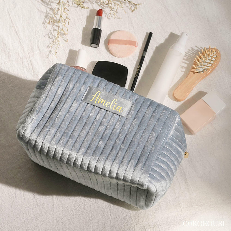 Personalized Velvet Bridesmaid Makeup Bag