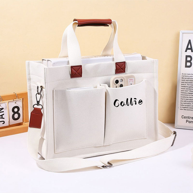 Personalized Name Teacher Multi-Pocket Canvas Bag