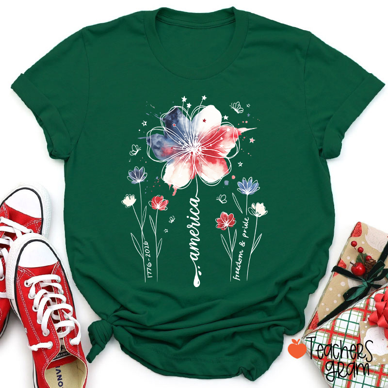 1776-2026 America Freedom And Pride Teacher T-Shirt