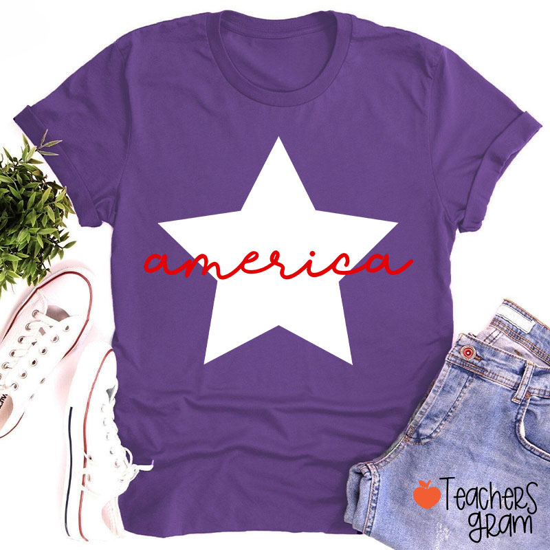 America Patriotic 4th Of July Teacher T-Shirt