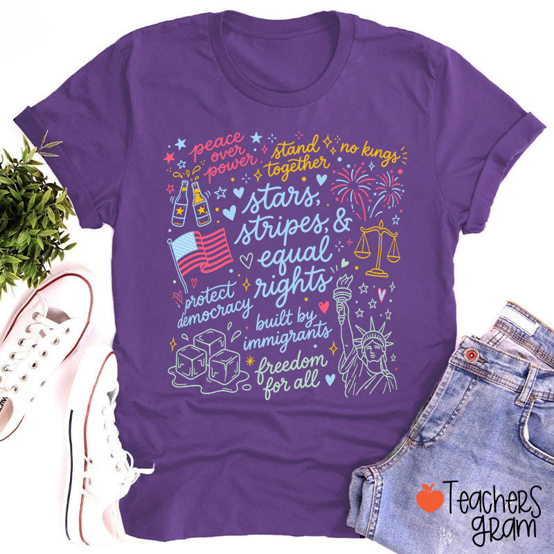 Doodle USA Political Equal Rights Teacher T-Shirt