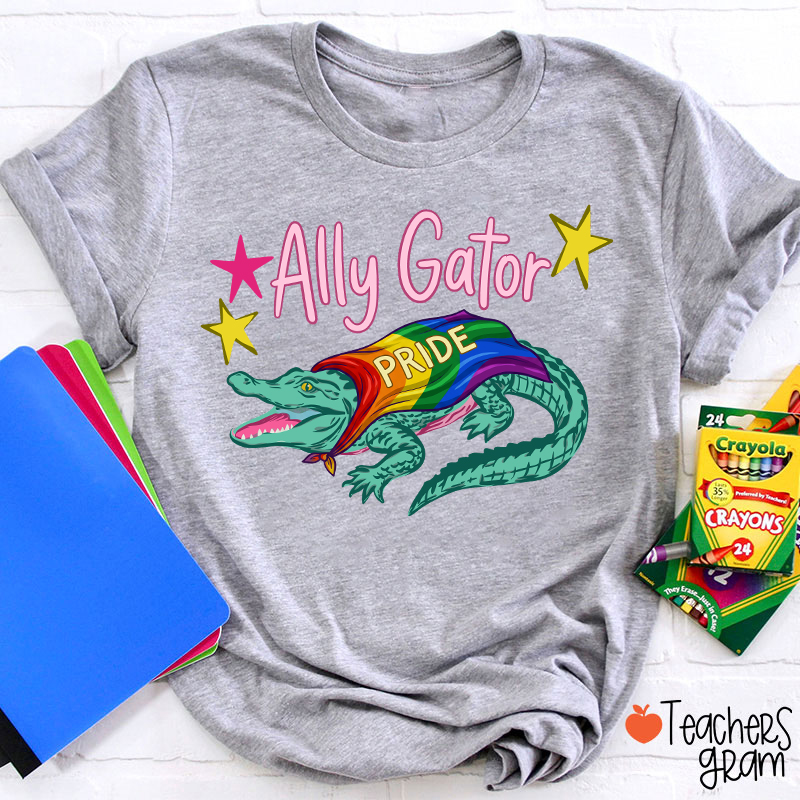 Ally Gator Rainbow Pride Teacher T-Shirt