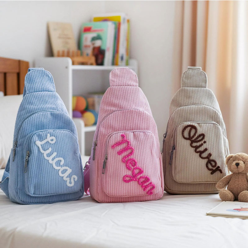 Personalized Name Corduroy Sling Bag