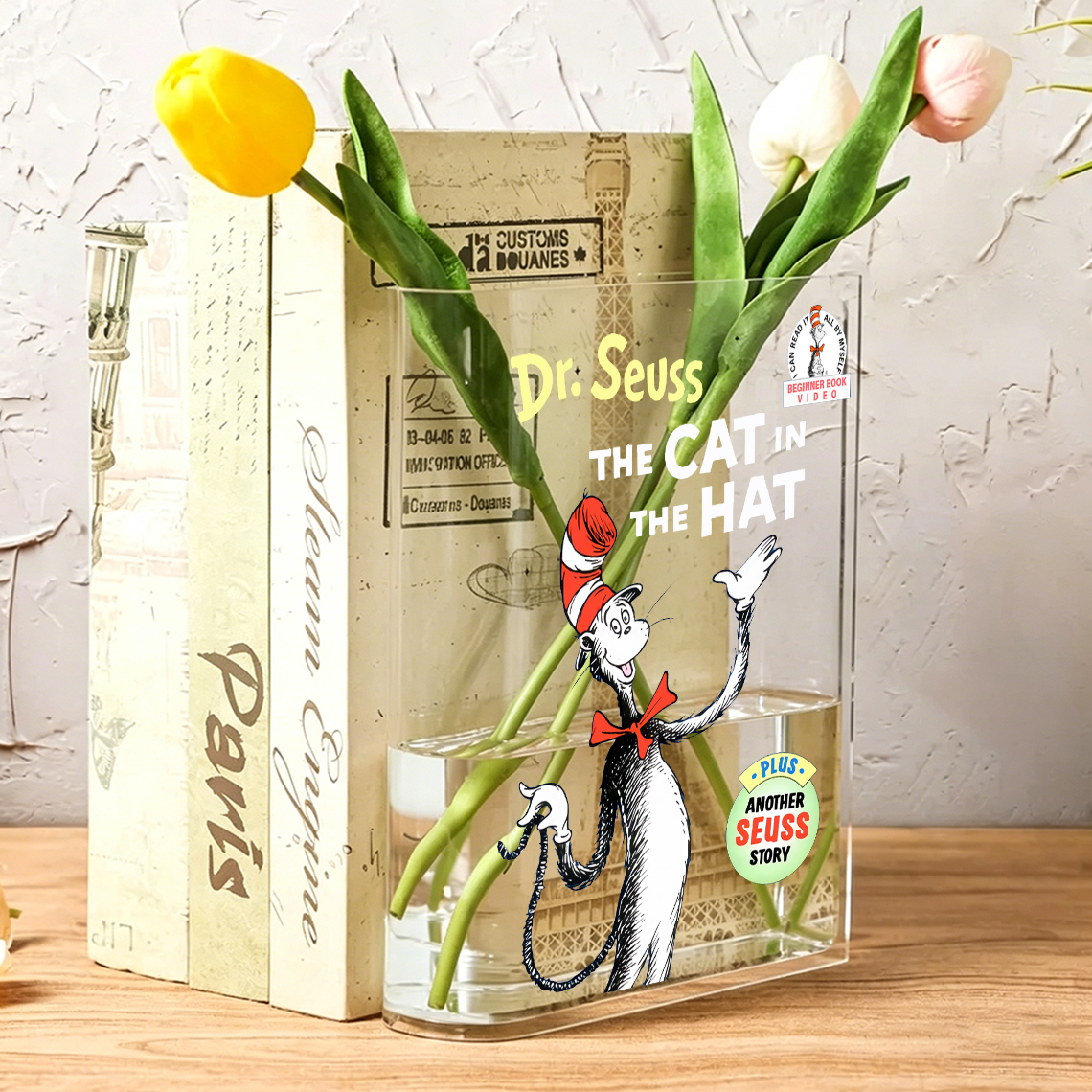 Hat Cat Acrylic Teacher Book Vase