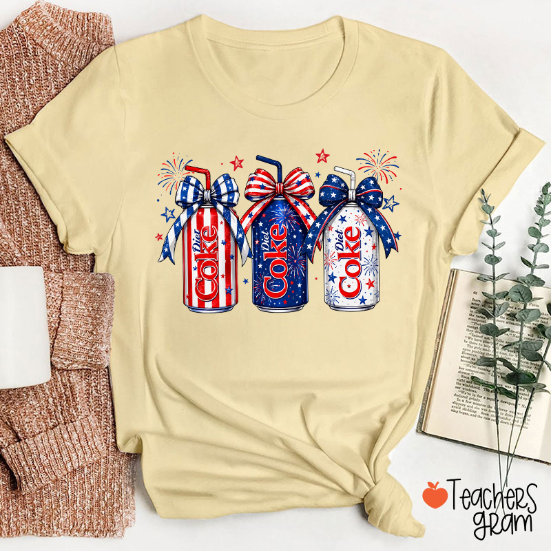 4th Of July Coquette Bow Coke Lover Teacher T-Shirt
