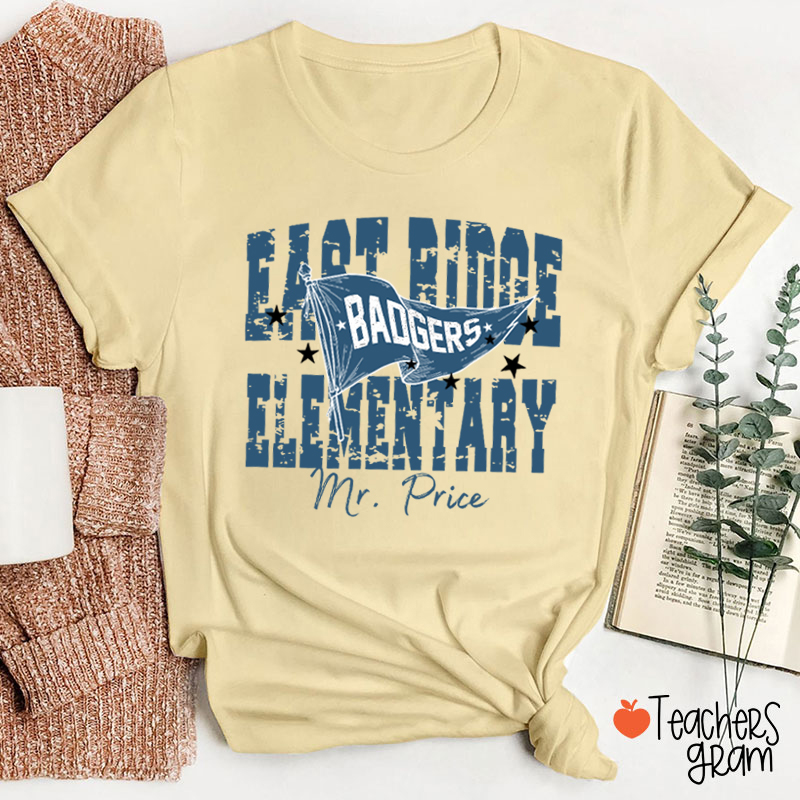 Personalized School Mascot Pennant Flag Teacher T-Shirt