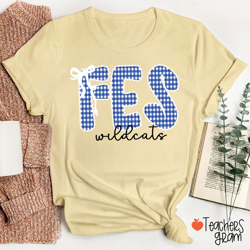 Personalized Gingham School Spirit Teacher T-Shirt