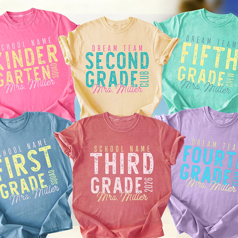 Personalized Grade School Supply Teacher T-Shirt