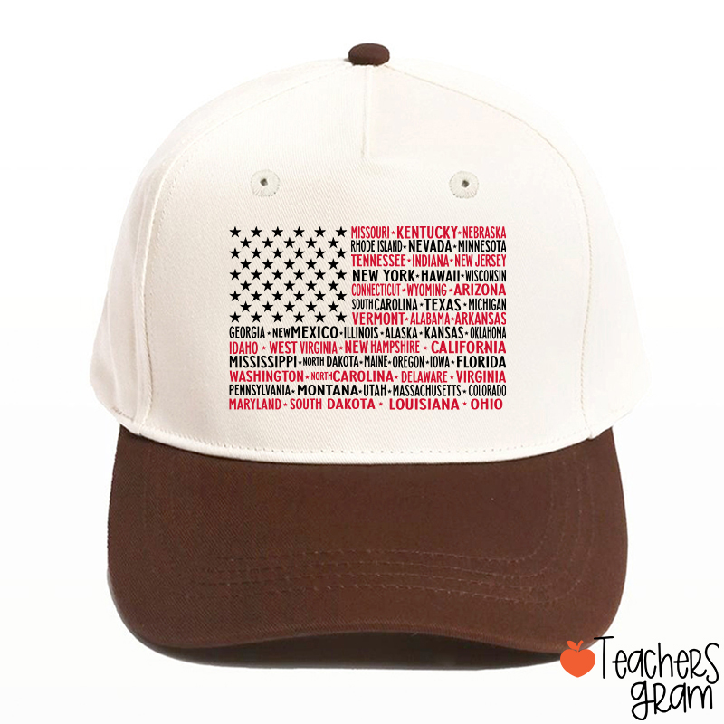 Vintage American Flag 4th Of July Teacher Baseball Cap