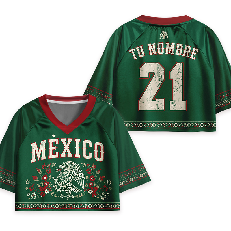 Personalized Mexico Inspired Game Day Teacher Crop Jersey