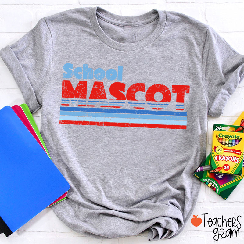 Personalized Mascot And School Name Contrast Color Line Design Teacher T-Shirt