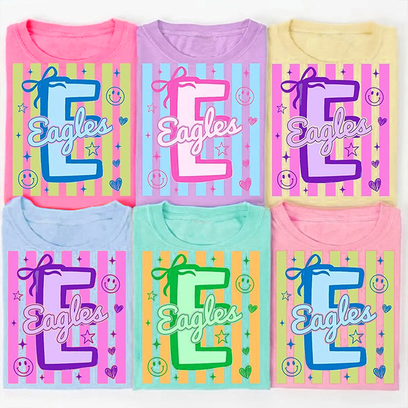 Personalized Letter Stripe Teacher T-Shirt