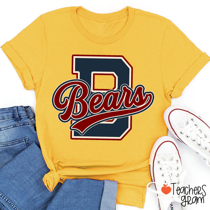 Personalized Mascot Varsity Letter Script Teacher T-Shirt