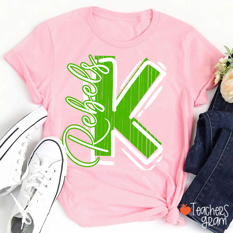 Personalized School Spirit Mascot Initial Teacher T-Shirt