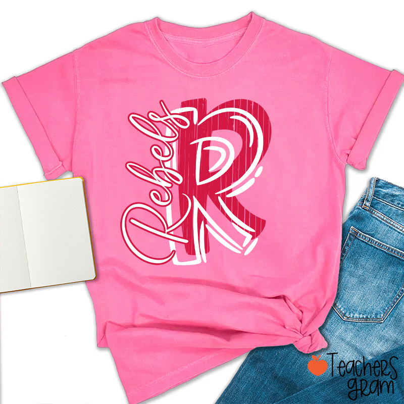 Personalized School Spirit Mascot Initial Teacher T-Shirt