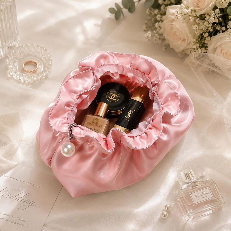 Personalized Chenille Name Satin Teacher Makeup Bag