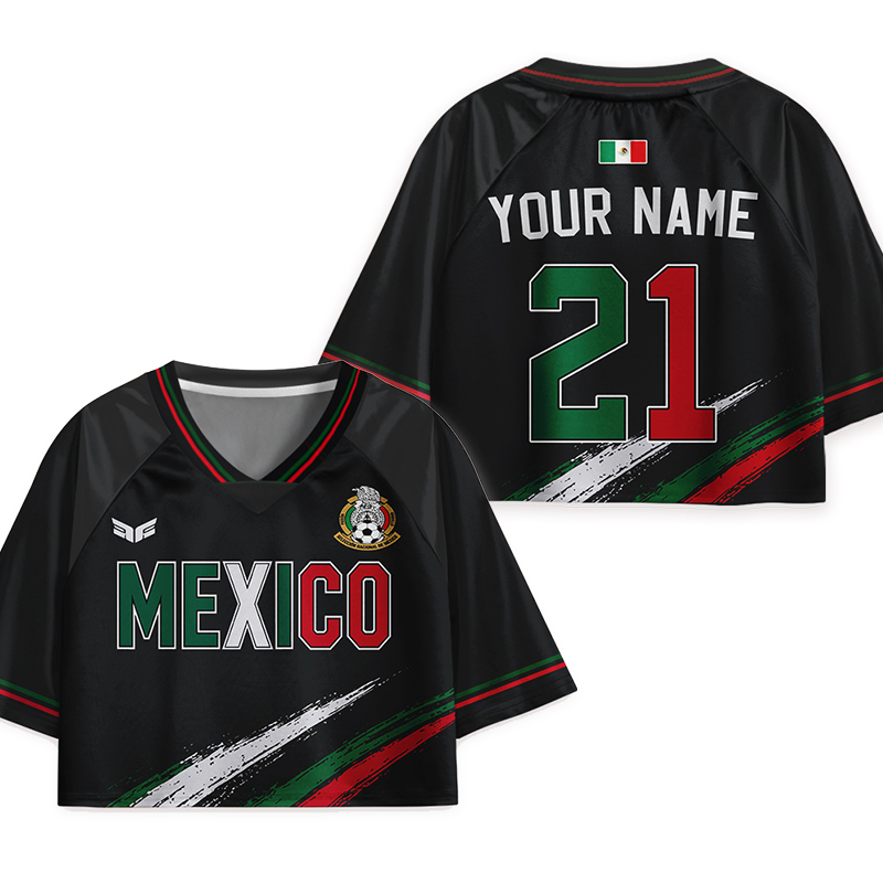 Personalized Name And Number Mexico Soccer Teacher Crop Jersey
