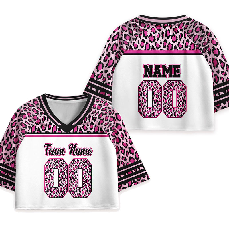 Personalized Name And Grade Leopard Printing Teacher Crop Jersey