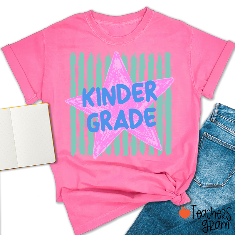 Personalized Grade Stripe Star Pattern Teacher T-Shirt