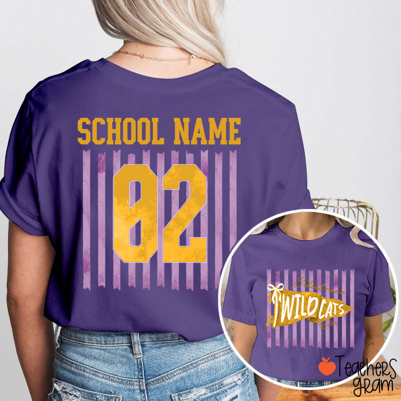 Personalized Name And Text Cartoon Supply Teacher Two Sided T-Shirt