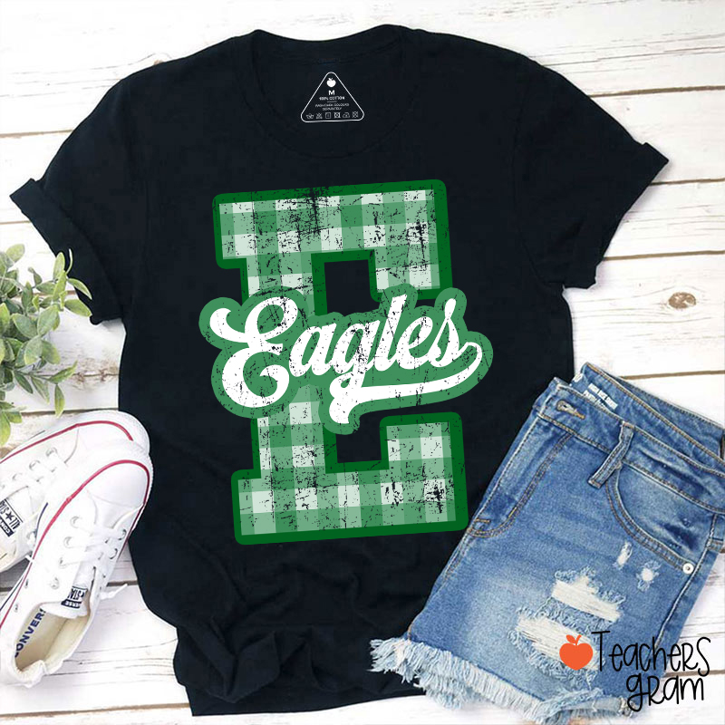 Personalized Mascot Sport Gingham Varsity Teacher T-Shirt