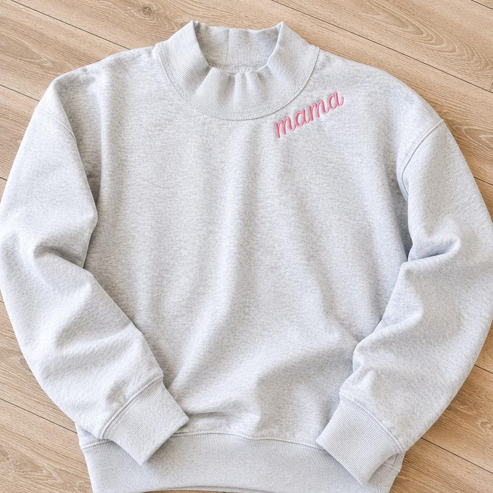 Personalized Name Embroidered Collar Mockneck