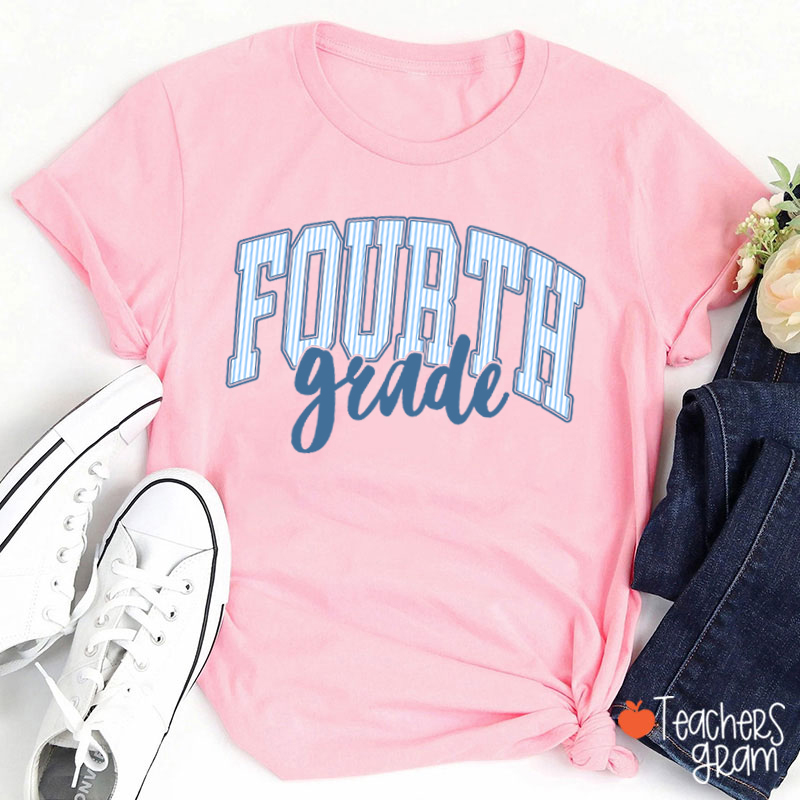 Personalized Grade Striped Varsity Teacher T-Shirt