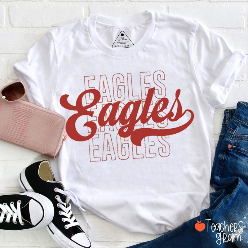 Personalized Mascot Stacked Script Teacher T-Shirt