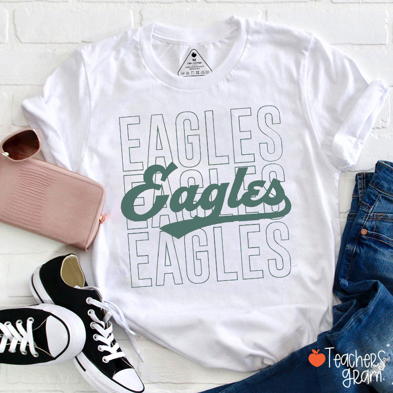 Personalized Mascot Stacked Script Teacher T-Shirt