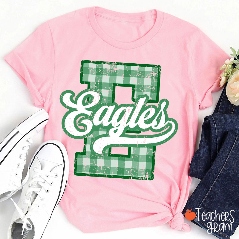 Personalized Mascot Sport Gingham Varsity Teacher T-Shirt