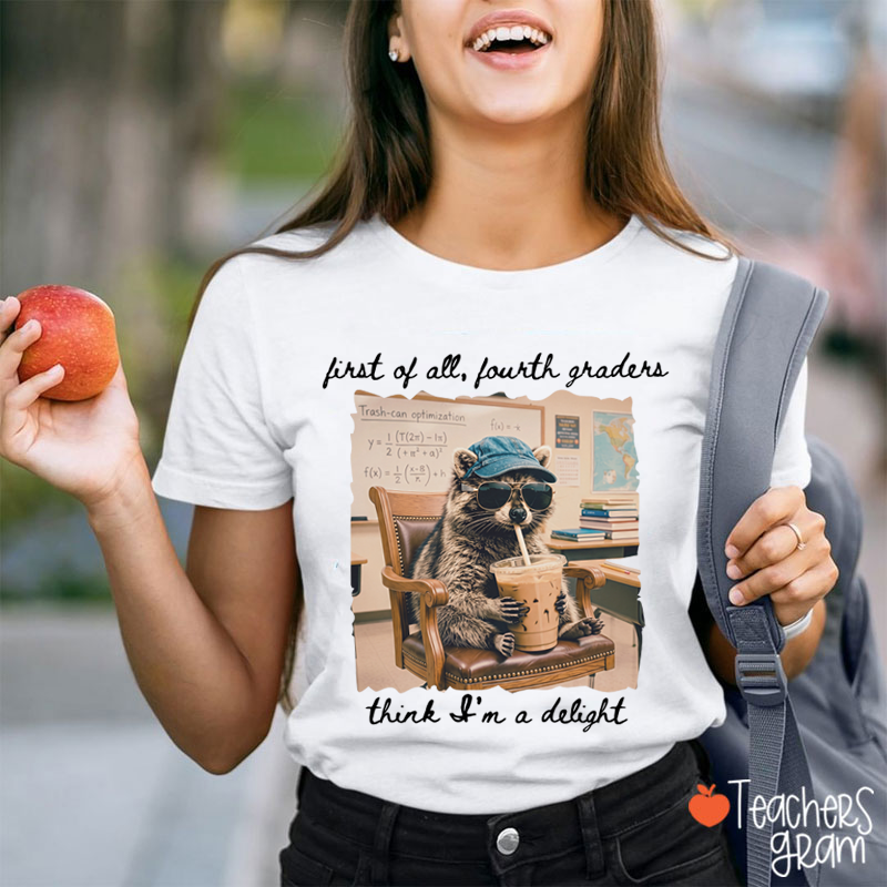 Personalized Grade Funny Coffee Raccoon Meme Teacher T-Shirt