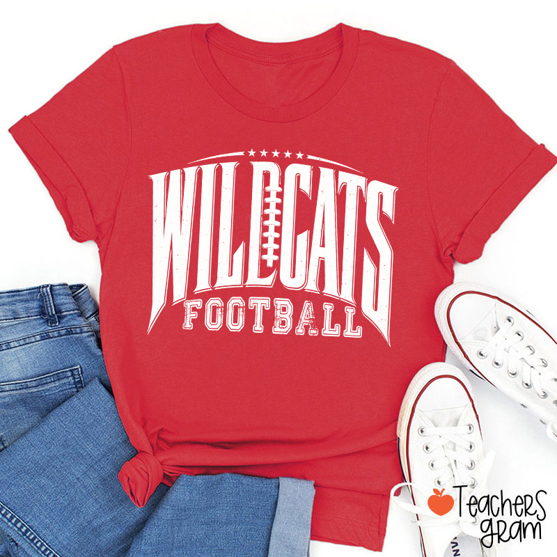 Personalized Mascot Vintage Distressed Football Star Graphic Teacher T‑Shirt