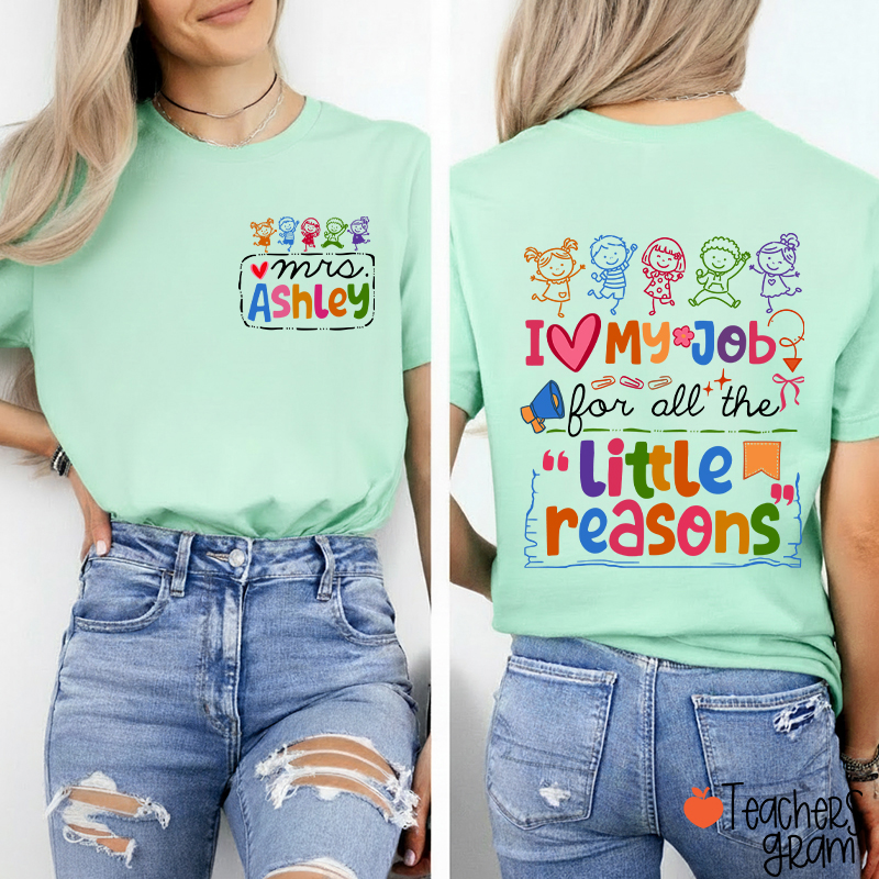 Personalized Name Colorful Quote Front And Back Print Teacher Two Sided T-Shirt