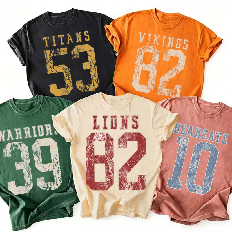 Personalized Mascot Number Vintage Distressed Sport Teacher T‑Shirt