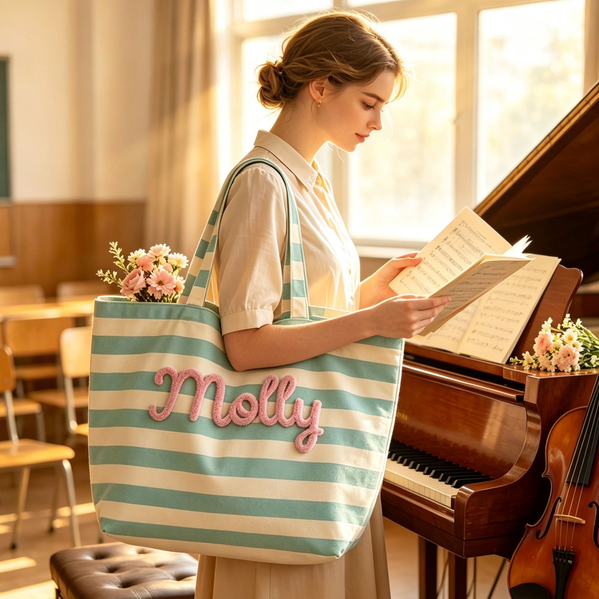 Personalized Embroidered Beach Tote Bag