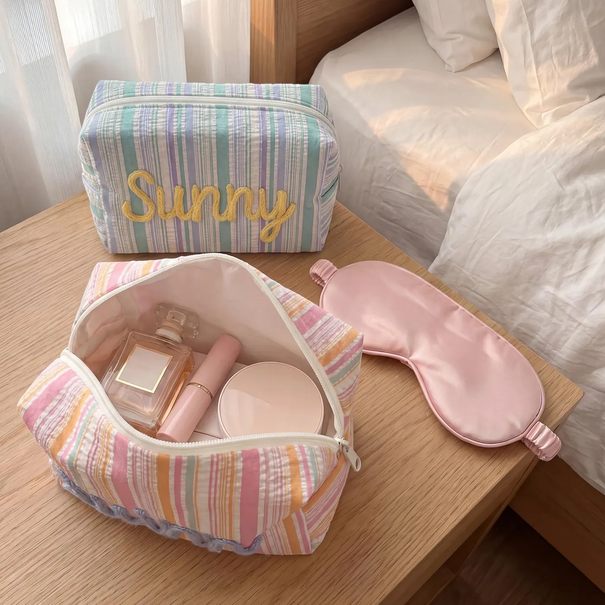 Personalized Embroidered Bubble-Sheen Makeup Bag