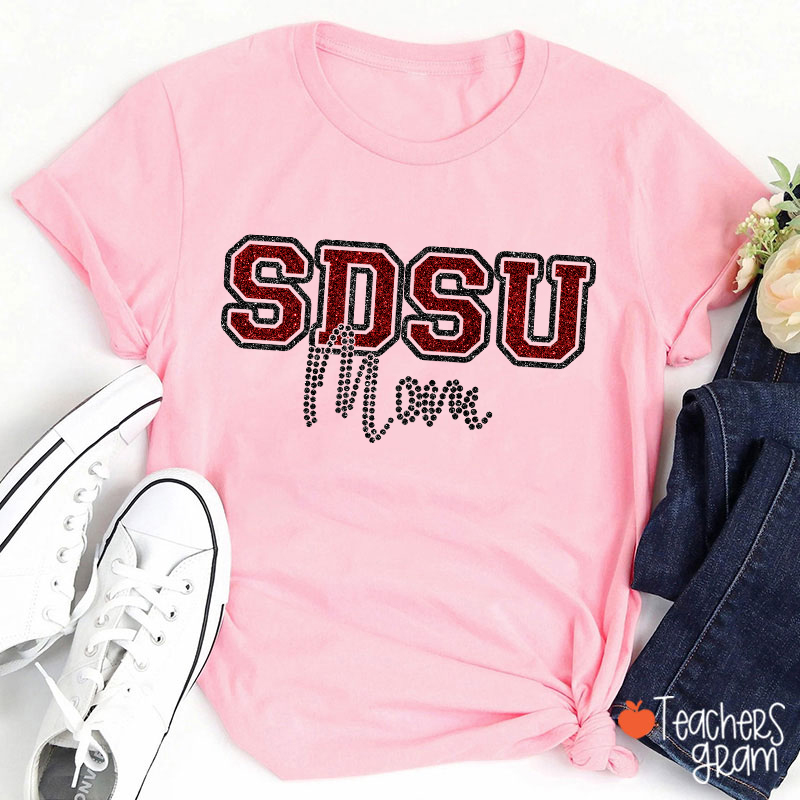 Personalized School Abbreviation And Name Faux Glitter Teacher T-Shirt