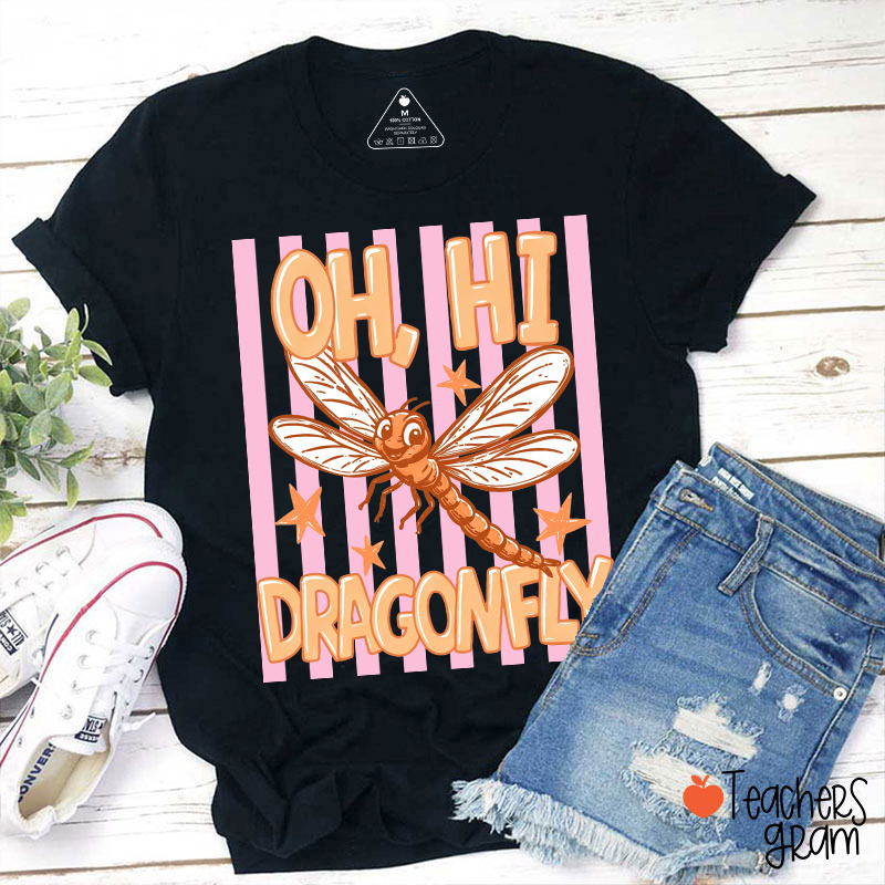 Personalized Retro Cute Animal Striped Frame Teacher T-Shirt