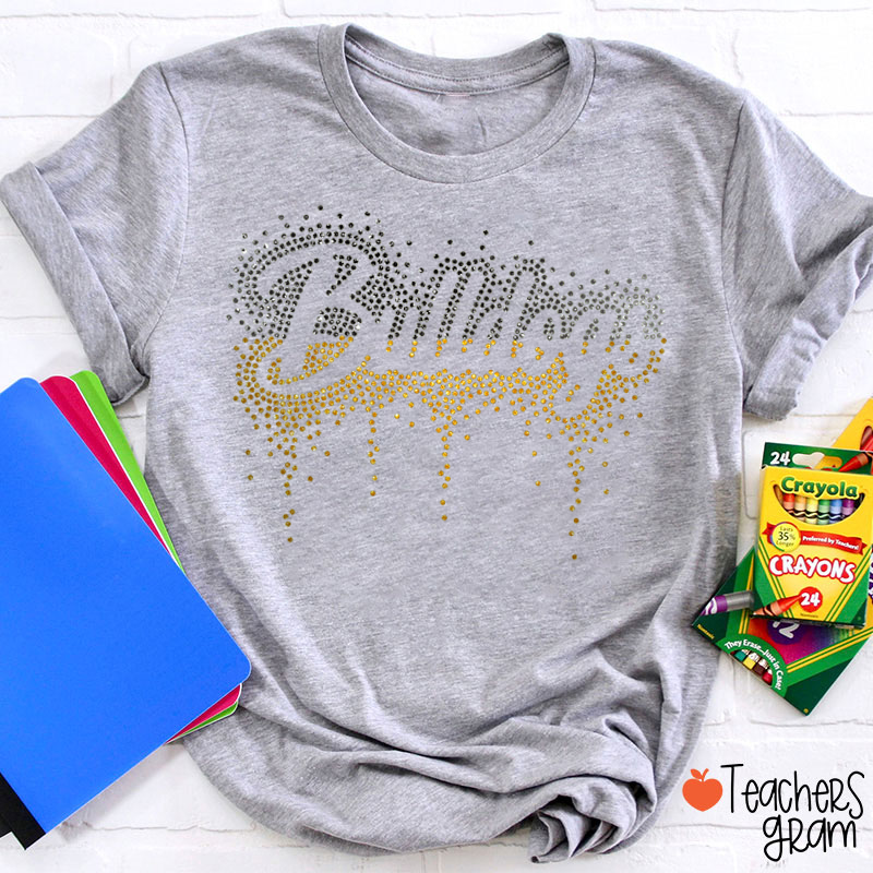 Personalized Name Gradient Faux Sparkling Drip Sparkle Bling Teacher T-Shirt