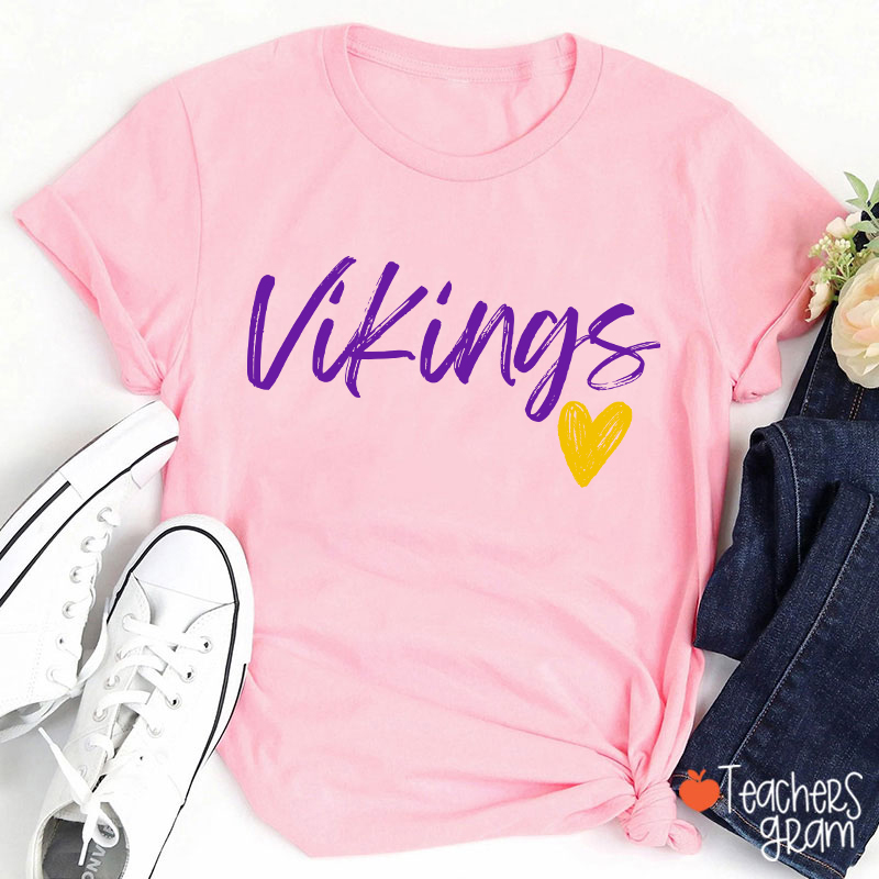 Personalized Mascot Sport Handwritten Heart Teacher T‑Shirt