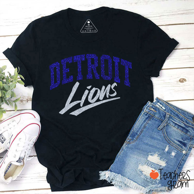 Personalized Mascot Retro Glitter Sport Fan Teacher T‑Shirt