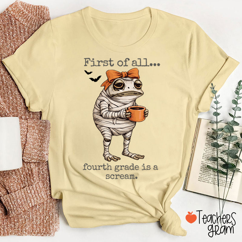 Personalized Grade Funny Frog Monster Character Bat Teacher T‑Shirt