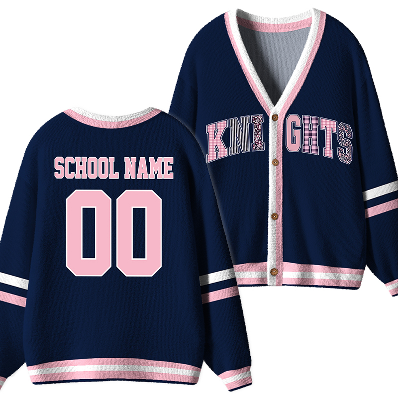 Personalized School Name Number Mascot Teacher Ugly Cardigan Sweater
