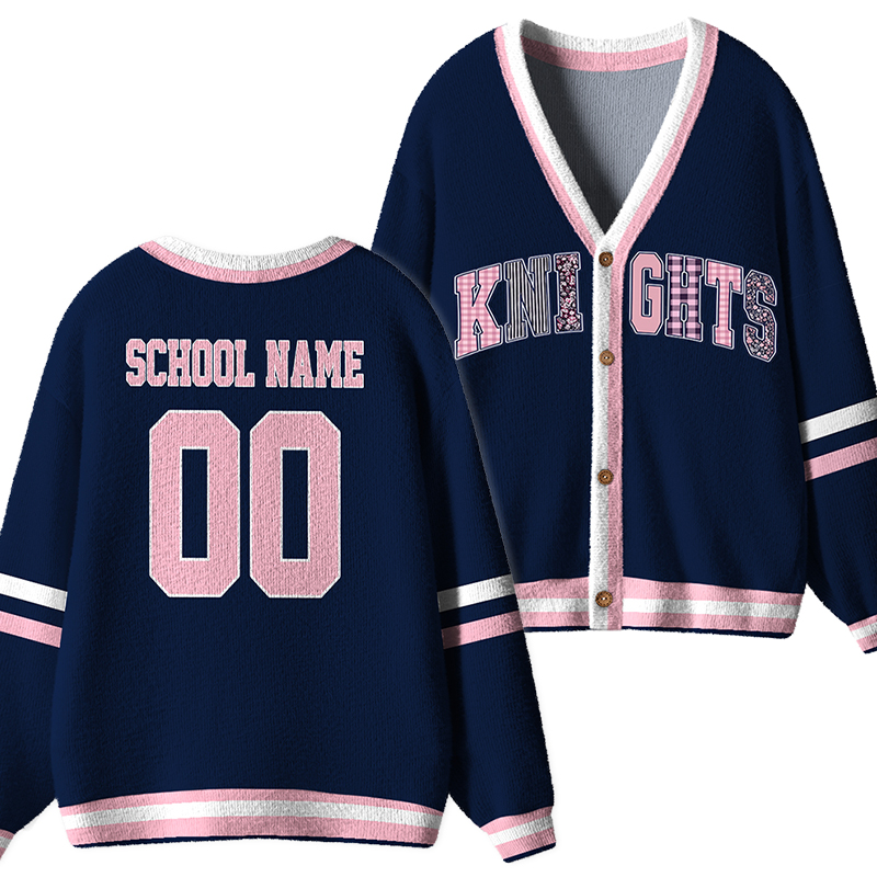 Personalized School Name Number Mascot Teacher Ugly Cardigan Sweater