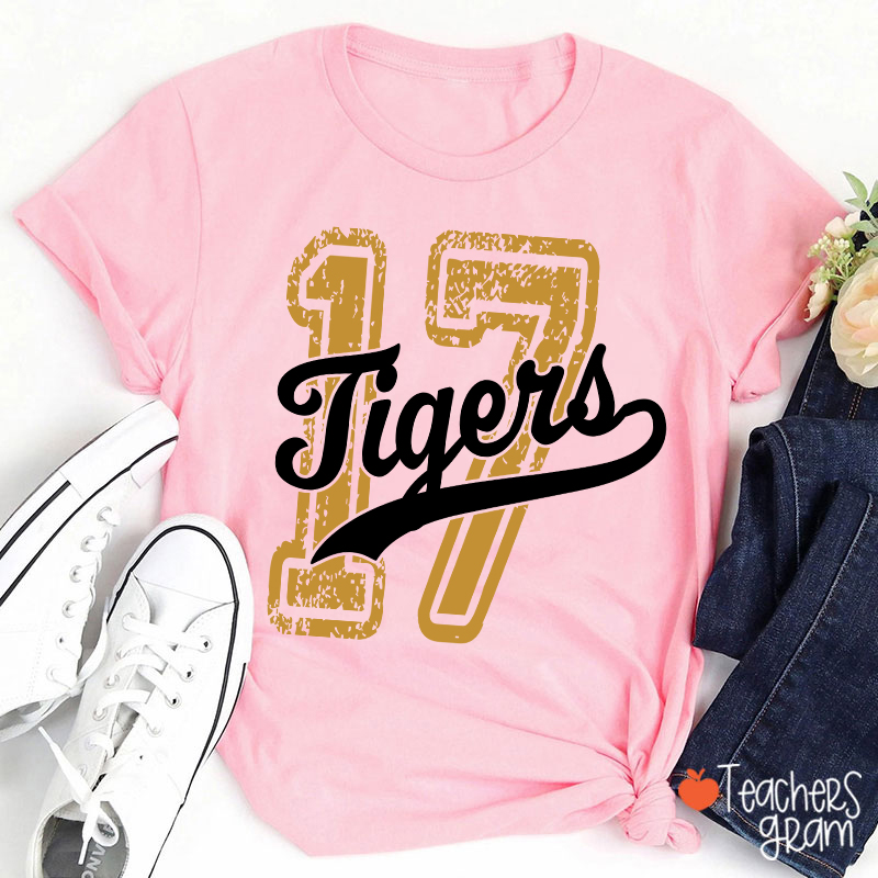 Personalized Mascot Vintage Number Graphic Sports Teacher T‑Shirt