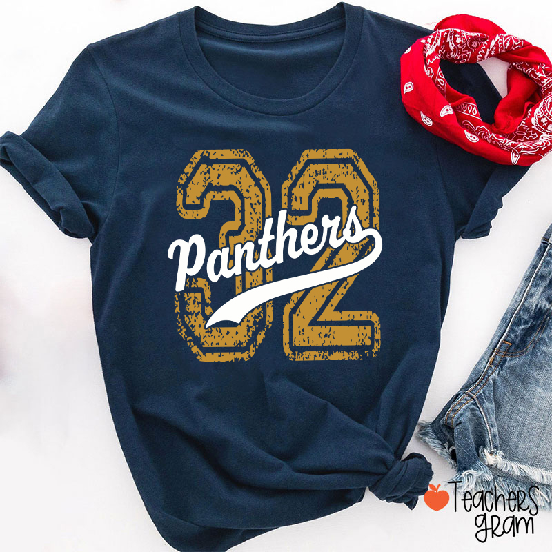 Personalized Mascot Vintage Number Graphic Sports Teacher T‑Shirt