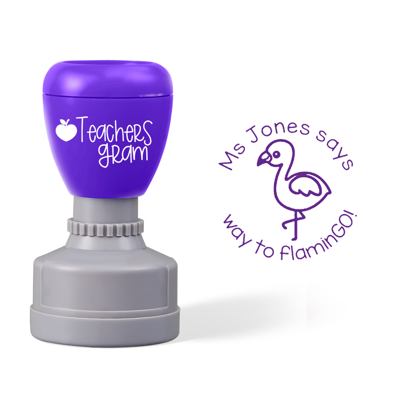 Personalized Way To Flamingo Teacher Stamp