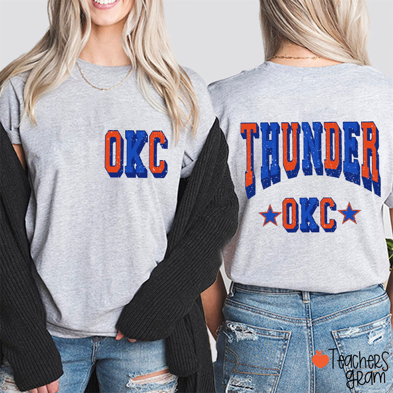 Personalized Mascot Varsity Letter Star Teacher Two Sided T-Shirt